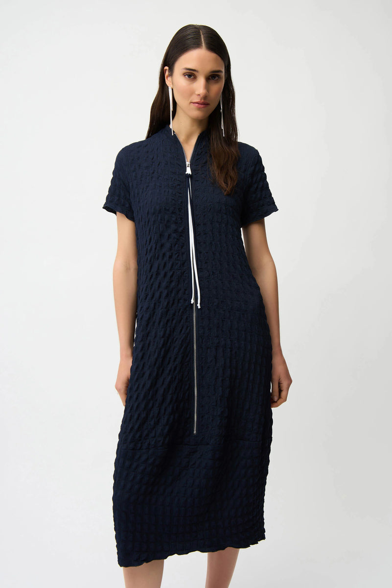 JOSEPH RIBKOFF 261064 TEXTURED KNIT COCOON DRESS WITH FRONT ZIPPER