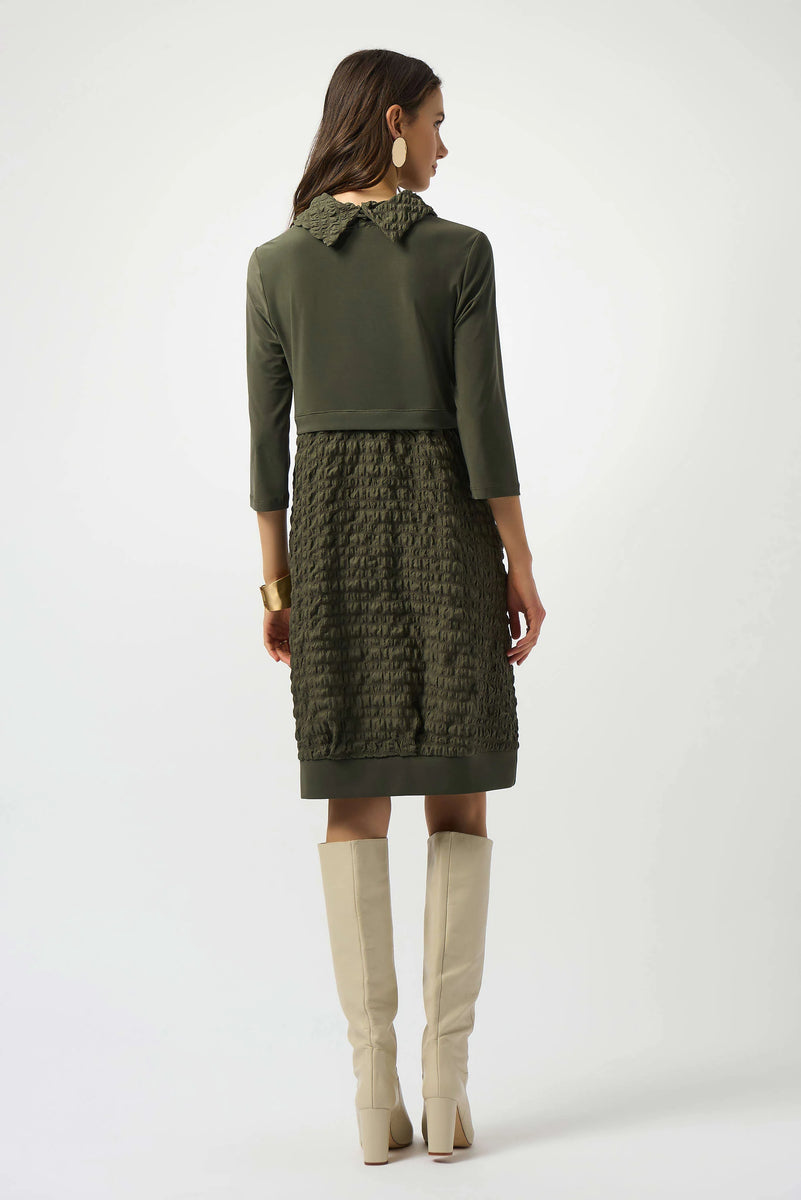 Joseph Ribkoff Women's Silky Knit Trapeze Dress With Polo Collar 261614 Col 4358