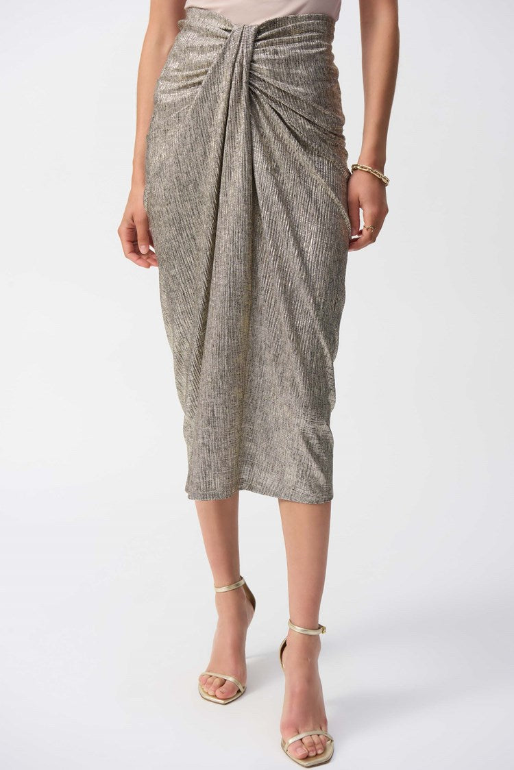 JOSEPH RIBKOFF 251283 Foiled Knit Draped Pencil Skirt – Serena's