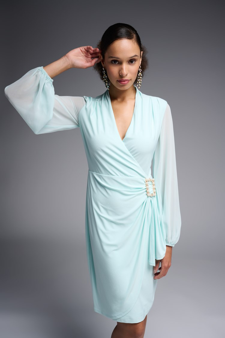 Joseph Ribkoff 231733 Dress Silky Knit And Chiffon Wrap Dress – Serena's  Ladies Wear