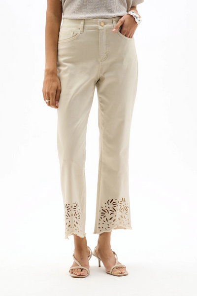 JOSEPH RIBKOFF 262980 REPREVE STRAIGHT JEANS WITH FLOWER EMBROIDERY