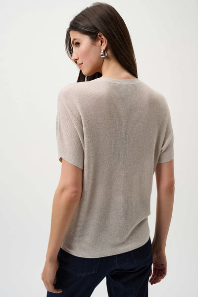 JOSEPH RIBKOFF 263900 METALLIC KNITTED T-SHIRT WITH RHINESTONES