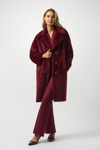JOSEPH RIBKOFF 253902 FAUX FUR STRAIGHT COAT 2 COLOURS