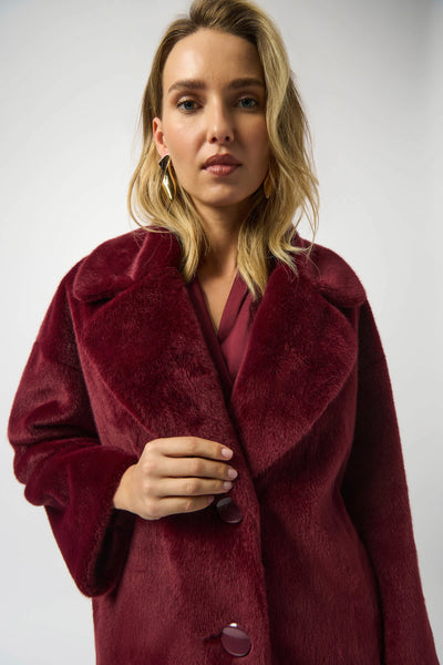 JOSEPH RIBKOFF 253902 FAUX FUR STRAIGHT COAT 2 COLOURS