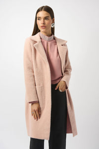 JOSEPH RIBKOFF 253923 FEATHER YARN AND FAUX FUR SWEATER COAT