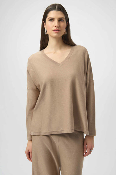 JOSEPH RIBKOFF 244921F25 SEQUINED SWEATER KNIT BOXY TOP