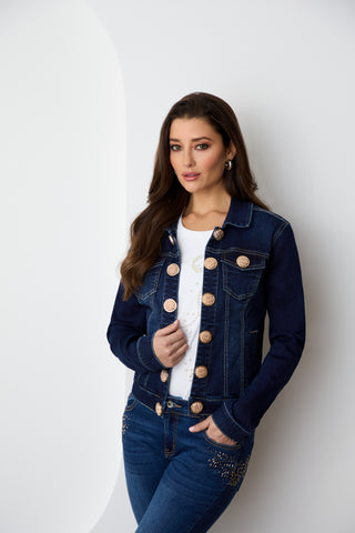 ORLY 252100 WOVEN DENIM JACKET WITH GOLD DETAIL- 2 COLOURS