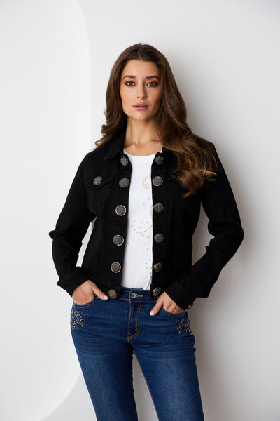 ORLY 252100 WOVEN DENIM JACKET WITH GOLD DETAIL- 2 COLOURS