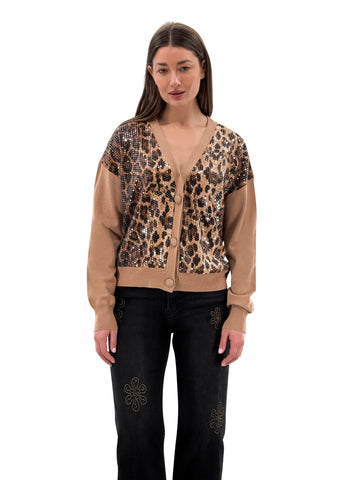 ORLY 252210 BUTTON FRONT CARDIGAN WITH SPARKLE