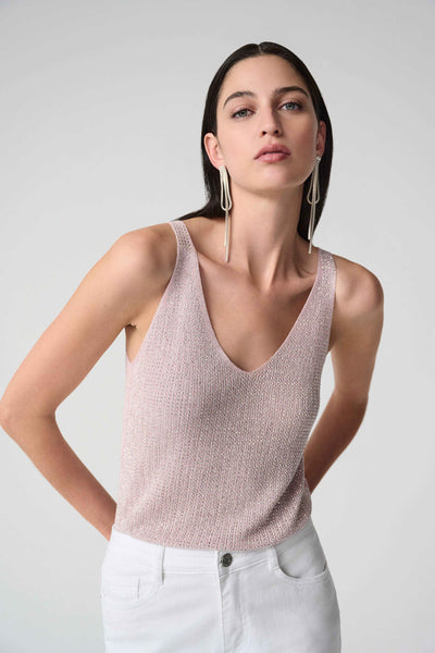 JOSEPH RIBKOFF 252915S26 METALLIC KNITTED CAMISOLE WITH RHINESTONES- 3 COLOURS