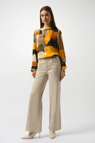 JOSEPH RIBKOFF 253011 RECYCLED SATIN ABSTRACT PRINT STRAIGHT TUNIC