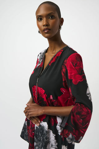 JOSEPH RIBKOFF 253224SILKY KNIT PRINTED FIT AND FLARE TUNIC