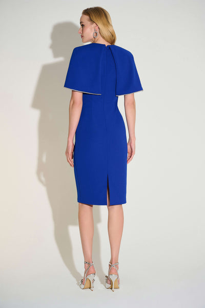 JOSEPH RIBKOFF SIGNATURE 253724 SCUBA CREPE SHEATH DRESS WITH CAPE