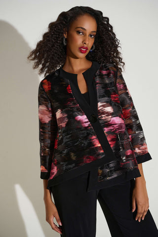 JOSEPH RIBKOFF SIGNATURE 253792 ORGANZA & SILKY KNIT FLORAL SWING JACKET