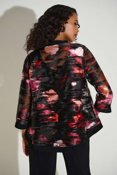 JOSEPH RIBKOFF SIGNATURE 253792 ORGANZA & SILKY KNIT FLORAL SWING JACKET