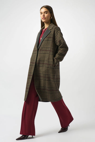 JOSEPH RIBKOFF 253946 WOOL BLEND PLAID DOUBLE-FACED COAT