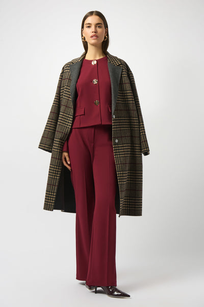 JOSEPH RIBKOFF 253946 WOOL BLEND PLAID DOUBLE-FACED COAT