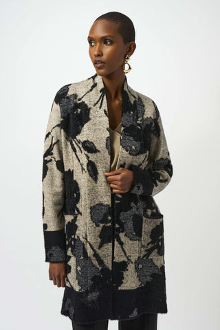 JOSEPH RIBKOFF 253956 ABSTRACT JACQUARD SWEATER KNIT LONG CARDIGAN