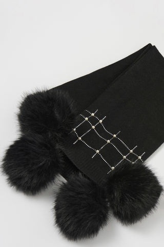 JOSEPH RIBKOFF 253970 KNITTED FAUX FUR POM POM SCARF