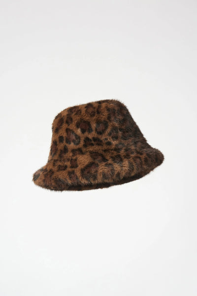 JOSEPH RIBKOFF 253975X FAUX FUR LEOPARD PRINT BUCKET HAT