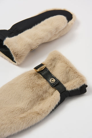 JOSEPH RIBKOFF 253977 FAUX FUR AND LEATHERETTE MITTENS