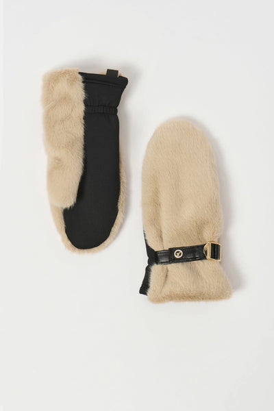 JOSEPH RIBKOFF 253977 FAUX FUR AND LEATHERETTE MITTENS