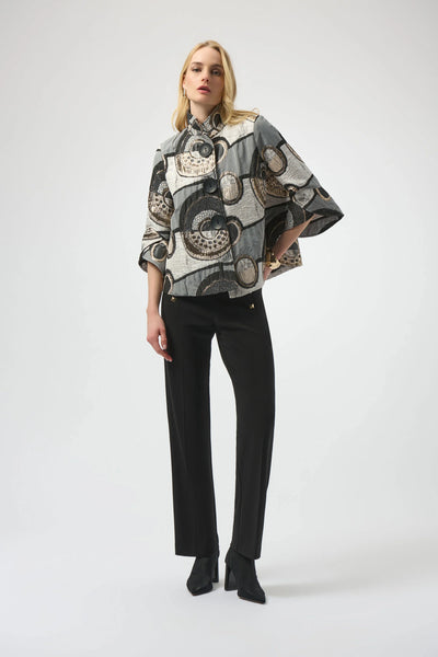 JOSEPH RIBKOFF 254003 ABSTRACT JACQUARD TRAPEEZE JACKET