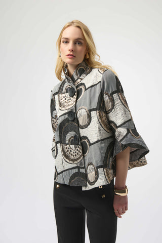 JOSEPH RIBKOFF 254003 ABSTRACT JACQUARD TRAPEEZE JACKET