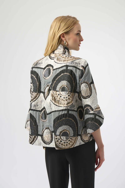 JOSEPH RIBKOFF 254003 ABSTRACT JACQUARD TRAPEEZE JACKET