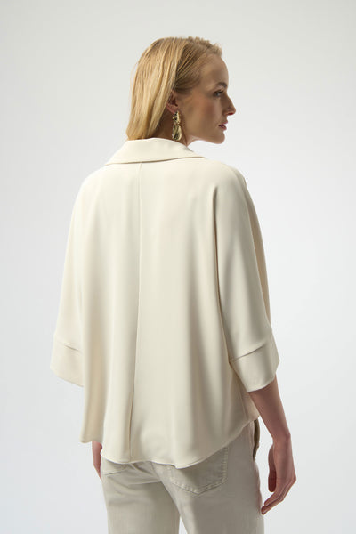 JOSEPH RIBKOFF 254031 WOVEN TWILL BOXY WRAP TOP