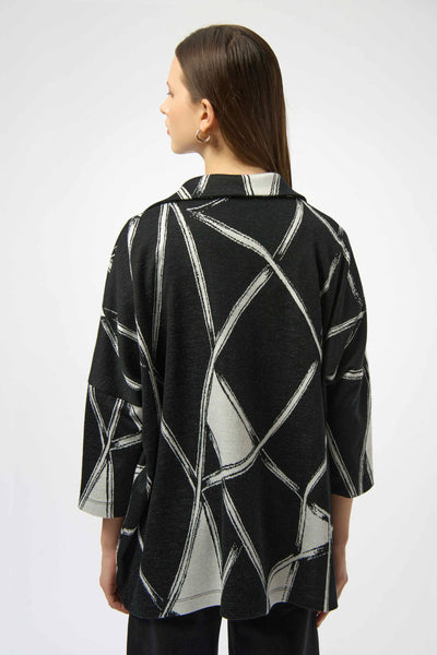 JOSEPH RIBKOFF 254039 JACQUARD KNIT ABSTRACT PRINT BOXY COAT