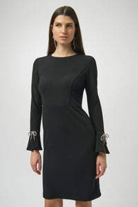 JOSEPH RIBKOFF 254048 Scuba Crepe Shift Dress With Rhinestone Bows