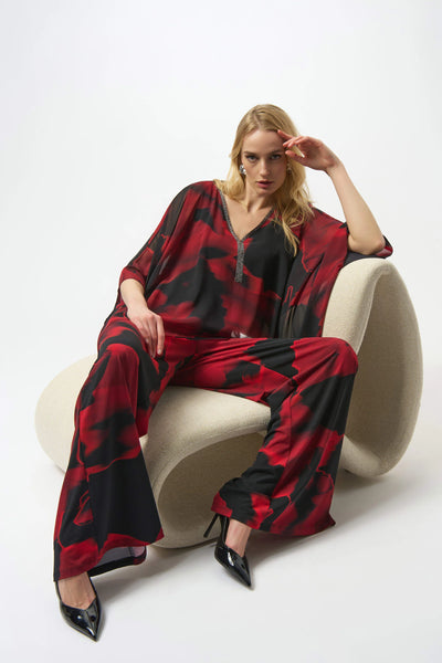 JOSEPH RIBKOFF 254090 RECYCLED CHIFFON ABSTRACT PRINT PONCHO TOP
