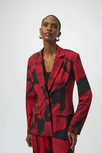JOSEPH RIBKOFF 254092 SILKY KNIT ABSTRACT PRINT STRAIGHT BLAZER