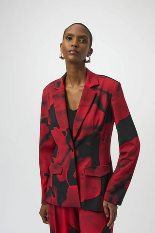 JOSEPH RIBKOFF 254092 SILKY KNIT ABSTRACT PRINT STRAIGHT BLAZER