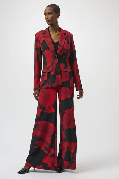 JOSEPH RIBKOFF 254092 SILKY KNIT ABSTRACT PRINT STRAIGHT BLAZER