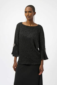 JOSEPH RIBKOFF 254098 FUZZY METALLIC KNIT BOXY TOP