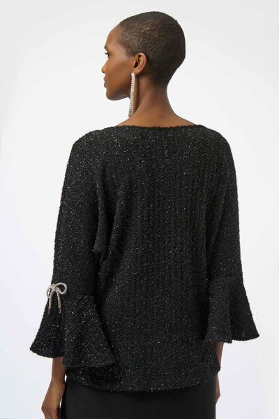 JOSEPH RIBKOFF 254098 FUZZY METALLIC KNIT BOXY TOP