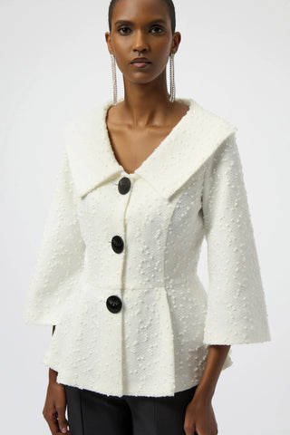 JOSEPH RIBKOFF 254184 SEQUINED BOUCLE KNIT PEPLUM JACKET