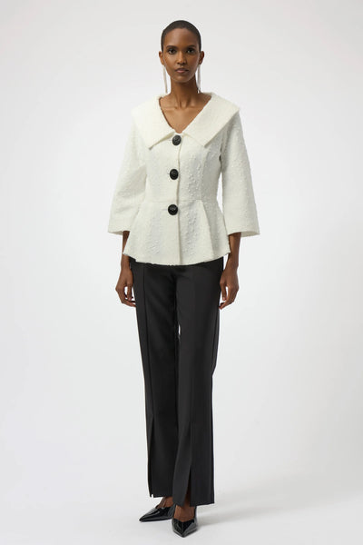 JOSEPH RIBKOFF 254184 SEQUINED BOUCLE KNIT PEPLUM JACKET