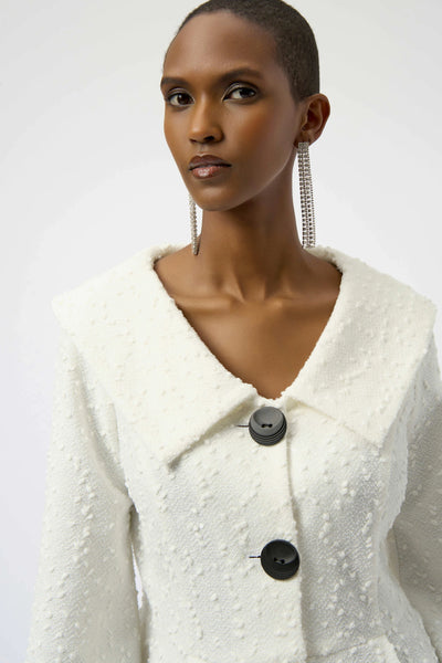 JOSEPH RIBKOFF 254184 SEQUINED BOUCLE KNIT PEPLUM JACKET