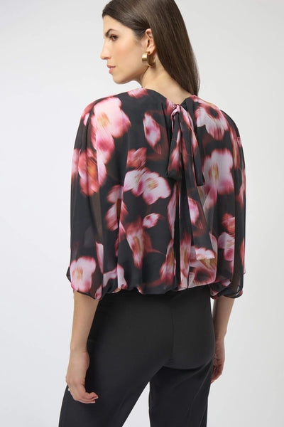 JOSEPH RIBKOFF 254202 CHIFFON AND SILKY KNIT FLORAL PRINT BOXY TOP