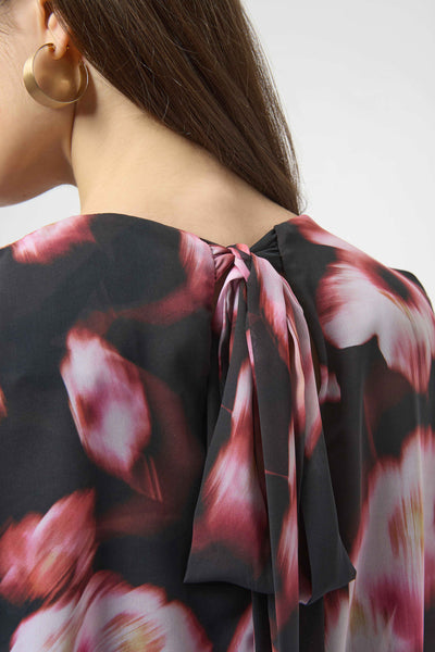JOSEPH RIBKOFF 254202 CHIFFON AND SILKY KNIT FLORAL PRINT BOXY TOP