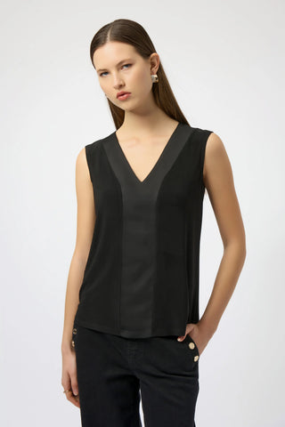 JOSEPH RIBKOFF 254211 SILKY KNIT AND SATIN FITTED SLEEVELESS TOP- 2 COLOURS
