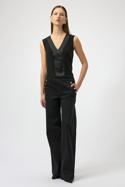 JOSEPH RIBKOFF 254211 SILKY KNIT AND SATIN FITTED SLEEVELESS TOP- 2 COLOURS