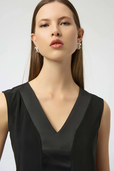 JOSEPH RIBKOFF 254211 SILKY KNIT AND SATIN FITTED SLEEVELESS TOP- 2 COLOURS