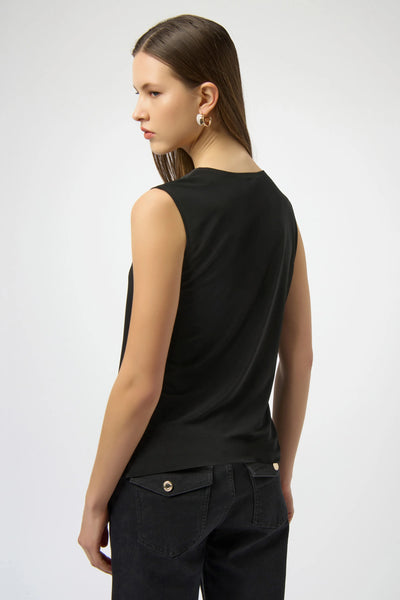 JOSEPH RIBKOFF 254211 SILKY KNIT AND SATIN FITTED SLEEVELESS TOP- 2 COLOURS