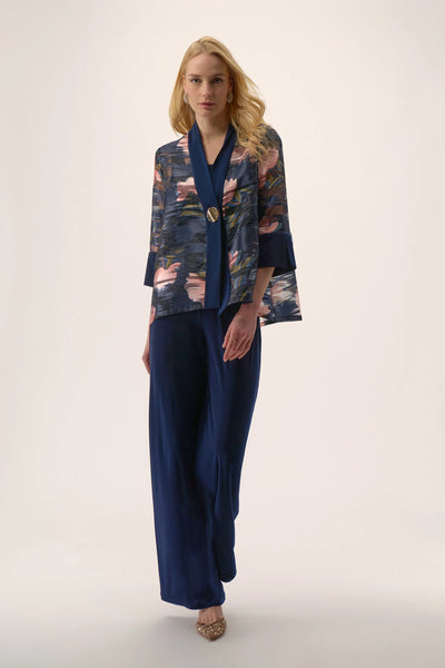 JOSEPH RIBKOFF SIGNATURE 254729 JACQUARD ORGANZA FLORAL PRINT SWING JACKET