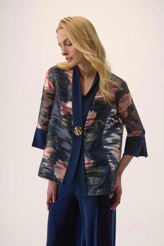 JOSEPH RIBKOFF SIGNATURE 254729 JACQUARD ORGANZA FLORAL PRINT SWING JACKET
