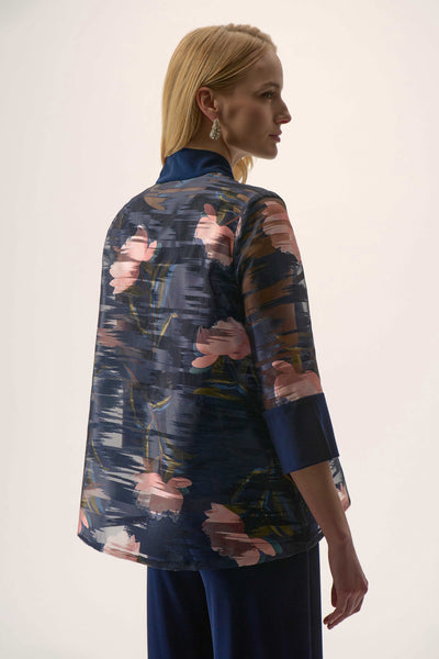 JOSEPH RIBKOFF SIGNATURE 254729 JACQUARD ORGANZA FLORAL PRINT SWING JACKET